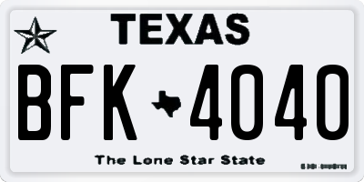 TX license plate BFK4040
