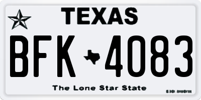 TX license plate BFK4083