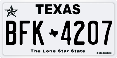 TX license plate BFK4207