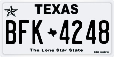 TX license plate BFK4248