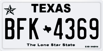 TX license plate BFK4369