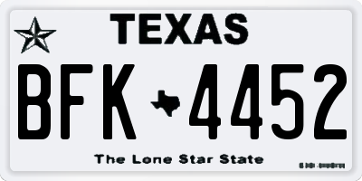 TX license plate BFK4452