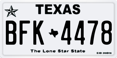 TX license plate BFK4478