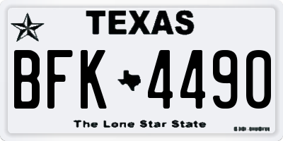 TX license plate BFK4490