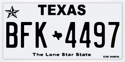 TX license plate BFK4497