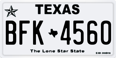 TX license plate BFK4560