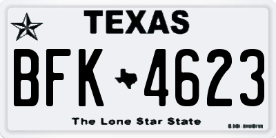 TX license plate BFK4623