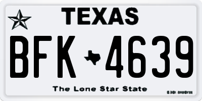 TX license plate BFK4639
