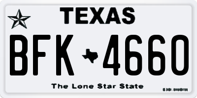 TX license plate BFK4660