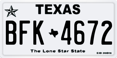 TX license plate BFK4672