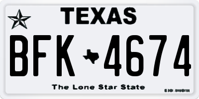 TX license plate BFK4674