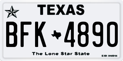 TX license plate BFK4890