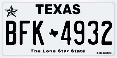 TX license plate BFK4932