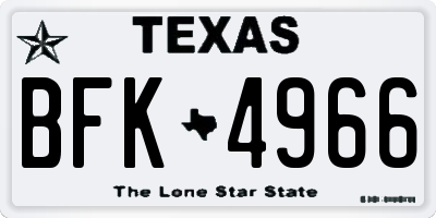 TX license plate BFK4966