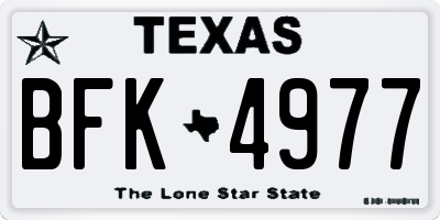 TX license plate BFK4977