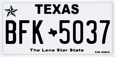 TX license plate BFK5037
