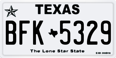 TX license plate BFK5329