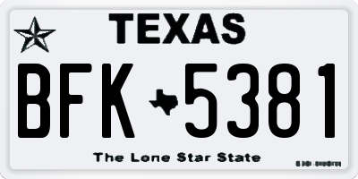 TX license plate BFK5381