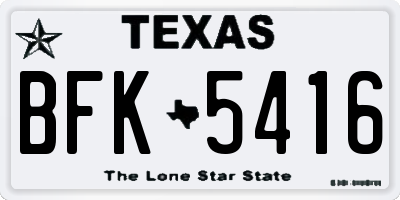 TX license plate BFK5416