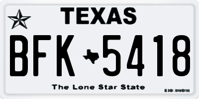 TX license plate BFK5418