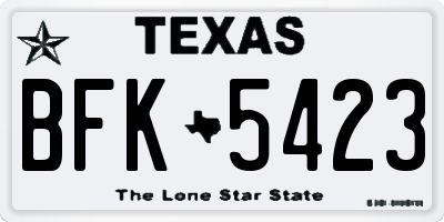 TX license plate BFK5423