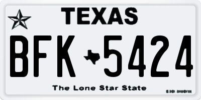 TX license plate BFK5424
