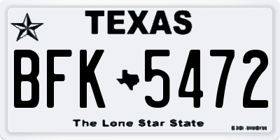 TX license plate BFK5472