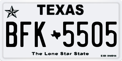 TX license plate BFK5505