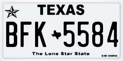 TX license plate BFK5584