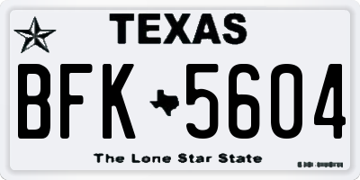TX license plate BFK5604