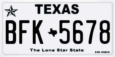 TX license plate BFK5678