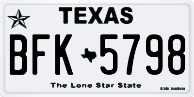 TX license plate BFK5798