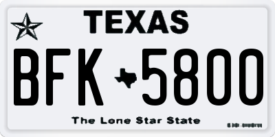 TX license plate BFK5800