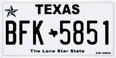 TX license plate BFK5851