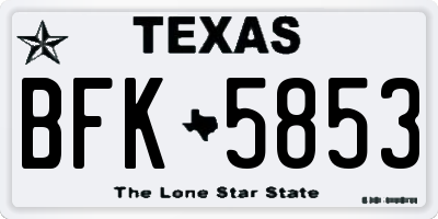 TX license plate BFK5853