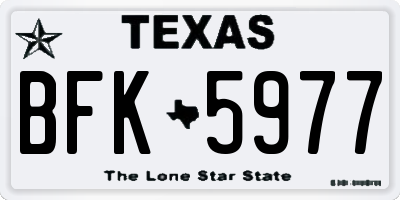 TX license plate BFK5977