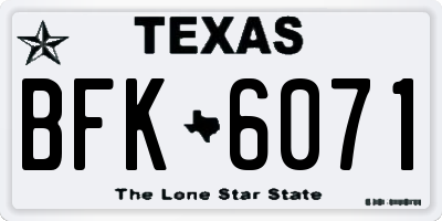 TX license plate BFK6071