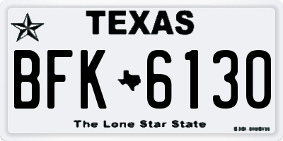 TX license plate BFK6130