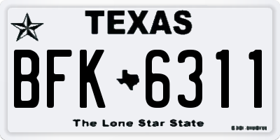 TX license plate BFK6311