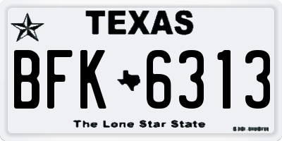 TX license plate BFK6313