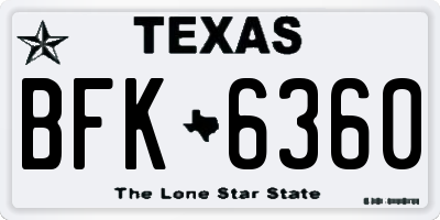 TX license plate BFK6360