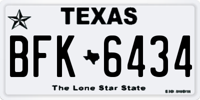 TX license plate BFK6434