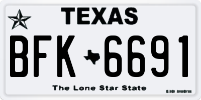 TX license plate BFK6691