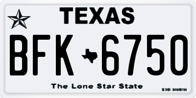TX license plate BFK6750