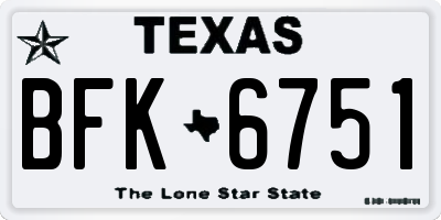 TX license plate BFK6751