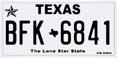 TX license plate BFK6841