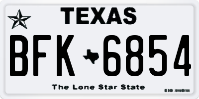 TX license plate BFK6854