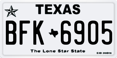 TX license plate BFK6905