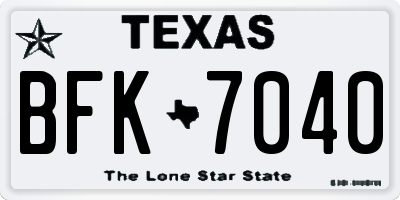 TX license plate BFK7040