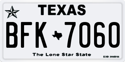 TX license plate BFK7060